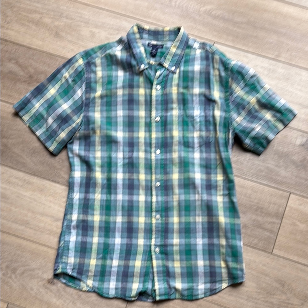 GAP Plaid Green and Yellow Men's Shirt Slim Fit